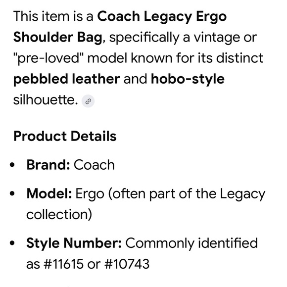 Coach Legacy Ergo Shoulder Bag with legacy stripe lining - Picture 15 of 15